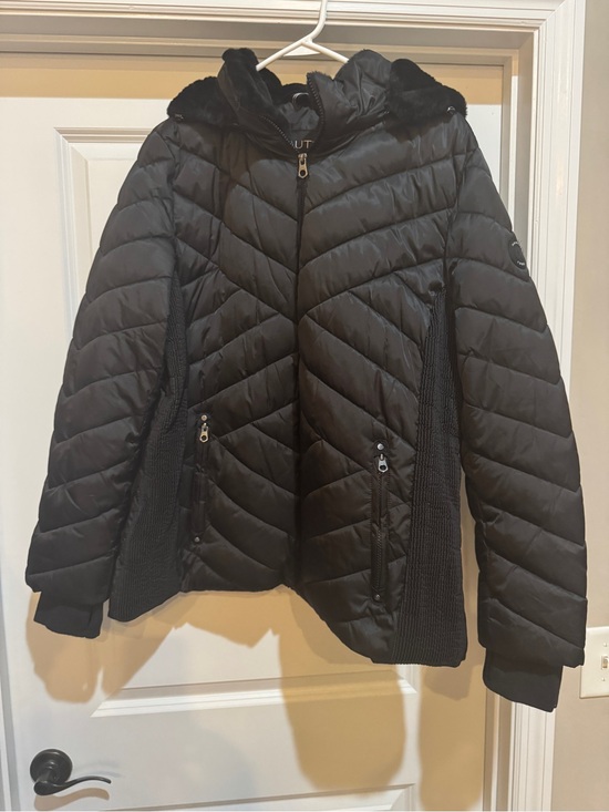 Nautica Jackets & Blazers - Nautica Black Quilted Hooded Puffer Jacket Detachable Faux Fur Hood